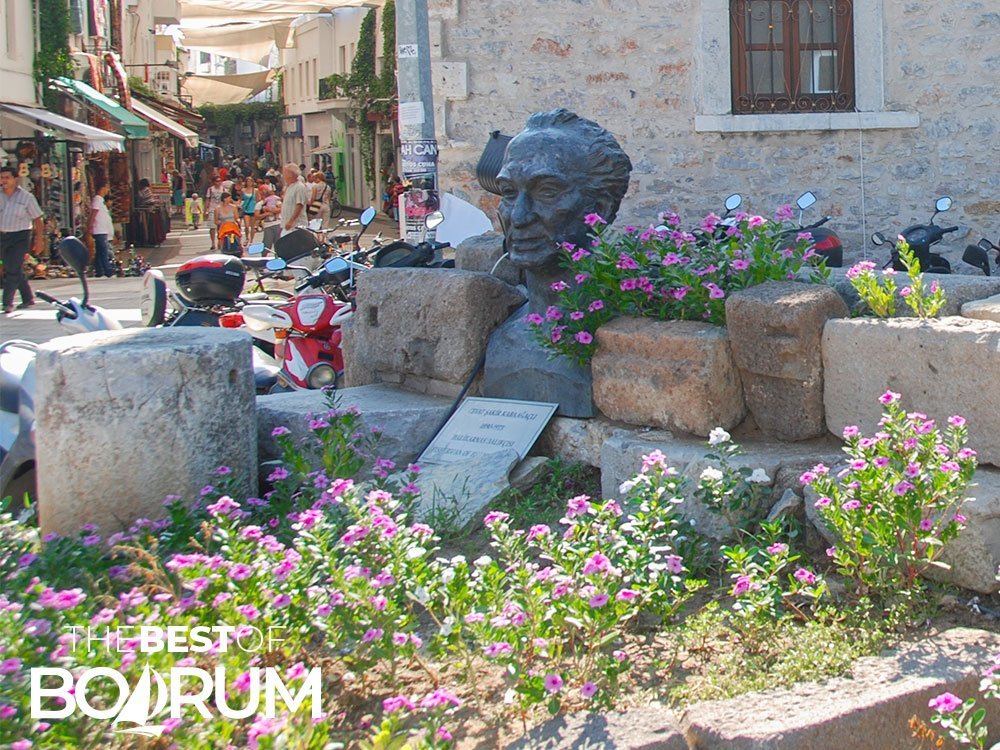 A bust of A bust of the most influential historical figure of Bodrum, the Fisherman of Halicarnassus.