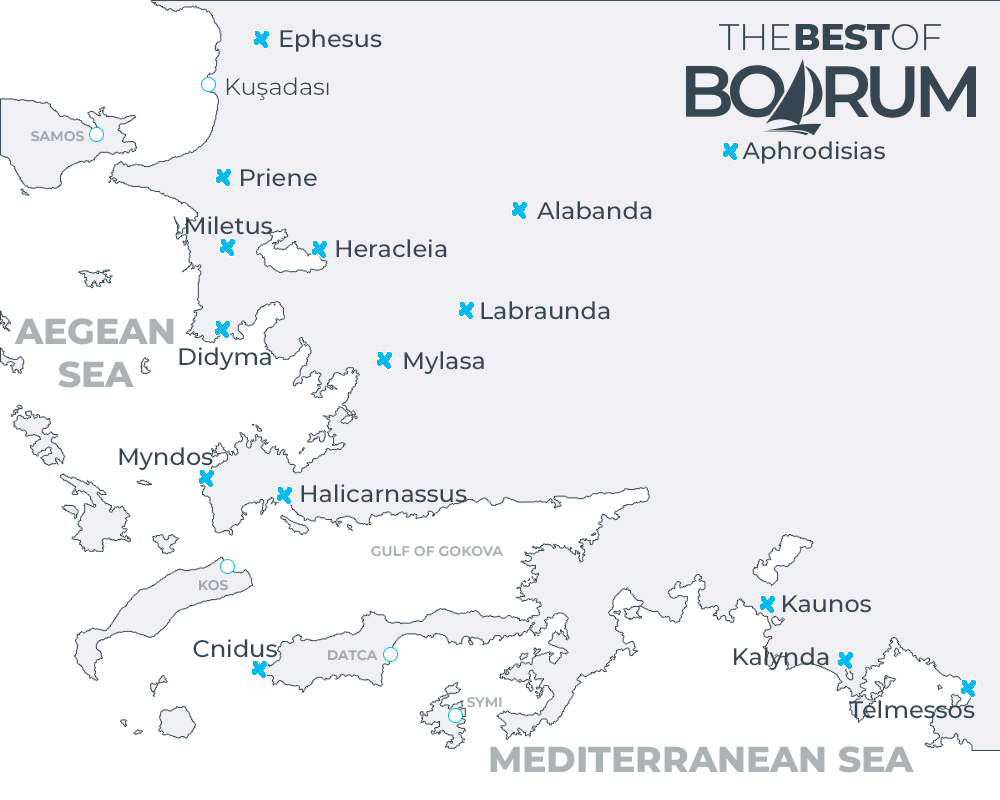 Map of Caria where was an important milestone in the history of Bodrum.