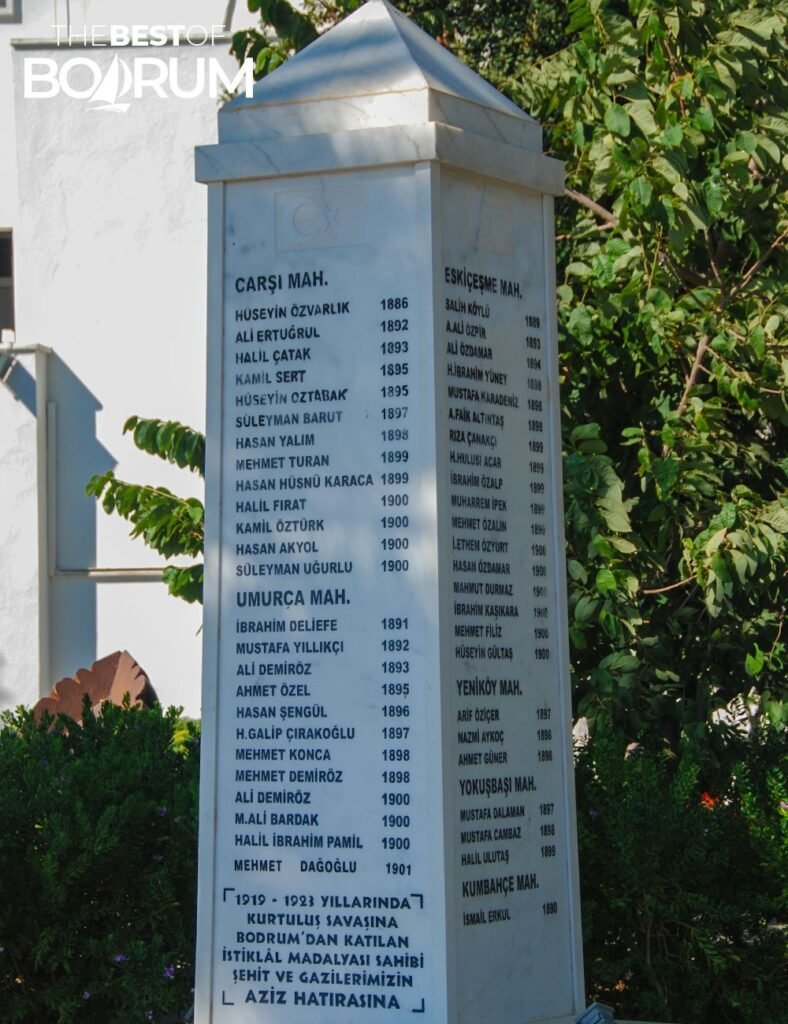 A monument which has a list of all the locals who fought at the Turkish War of Independence.