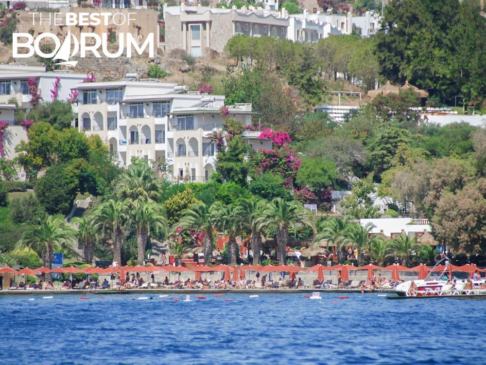 A Bodrum beach on a sunny day in September.