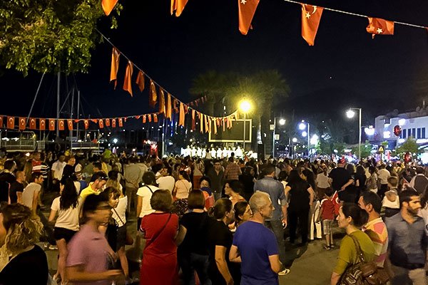 People enjoying nightlife in Bodrum.